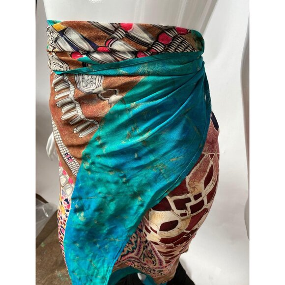 King Tut Exhibit  Silk Blend Scarf With Intricate Jewel-Inspired Motif & Turquoi - Picture 11 of 16